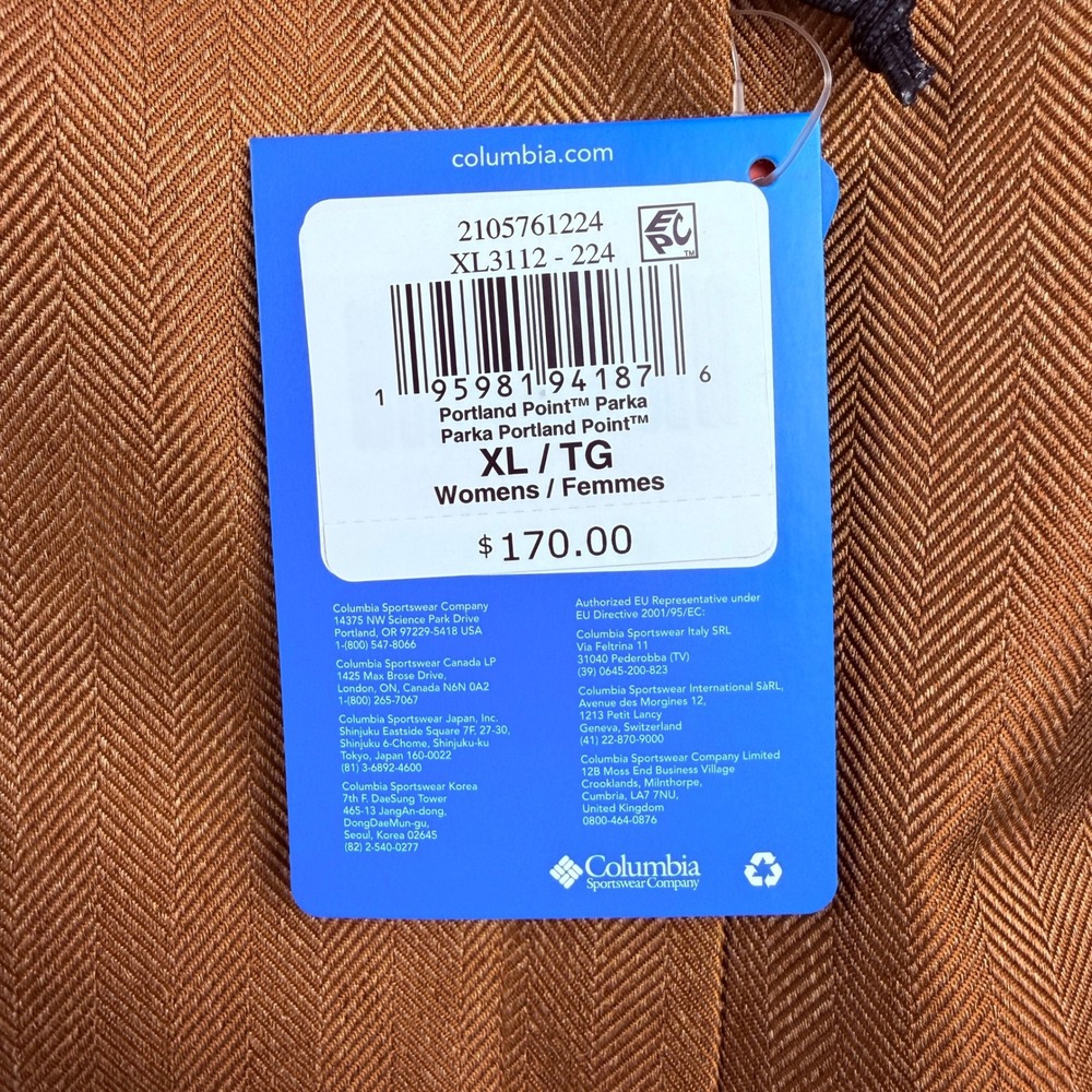 COLUMBIA Portland Point Parka Womens XL Brown‎ Herringbone Omni-Tech Hooded - Picture 12 of 13